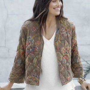 NWT Coldwater Creek Quilted Silk Marbella Bolero Lady Jacket Size XL